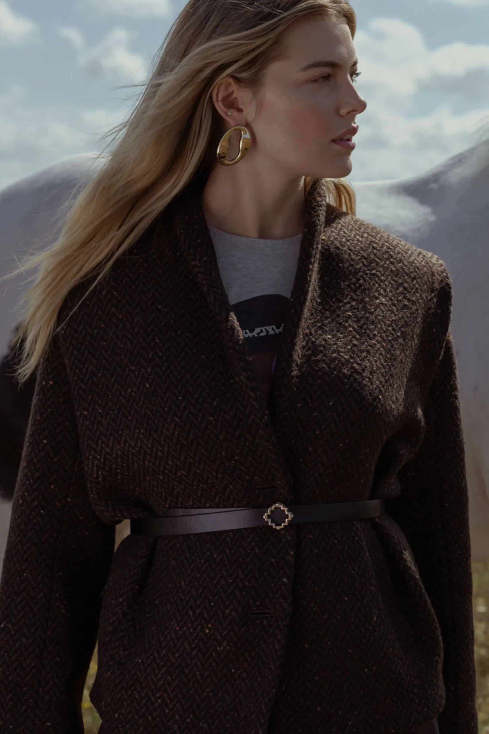Studio Anneloes Estella wool herringbone coat -