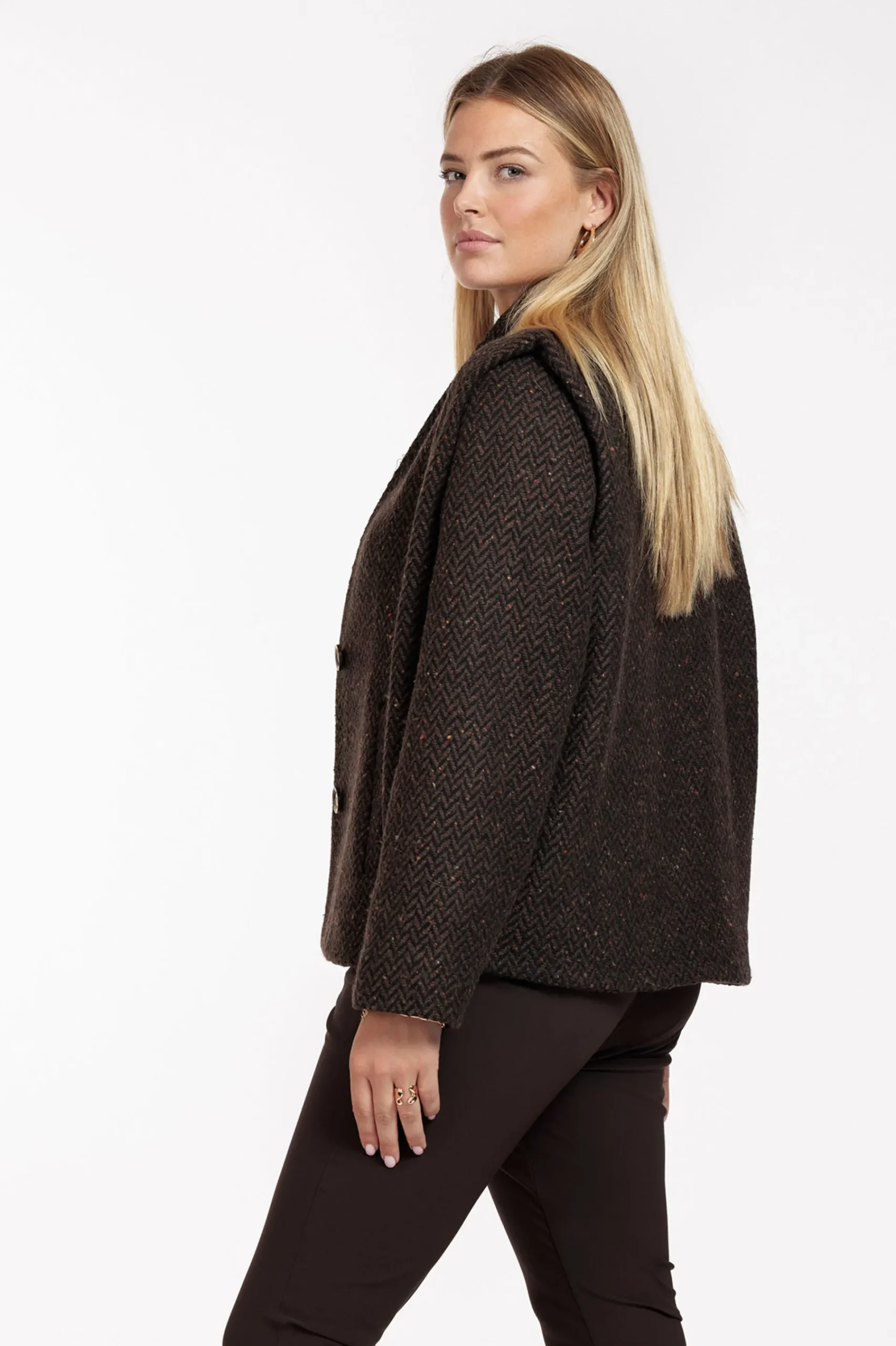 Studio Anneloes Estella wool herringbone coat -