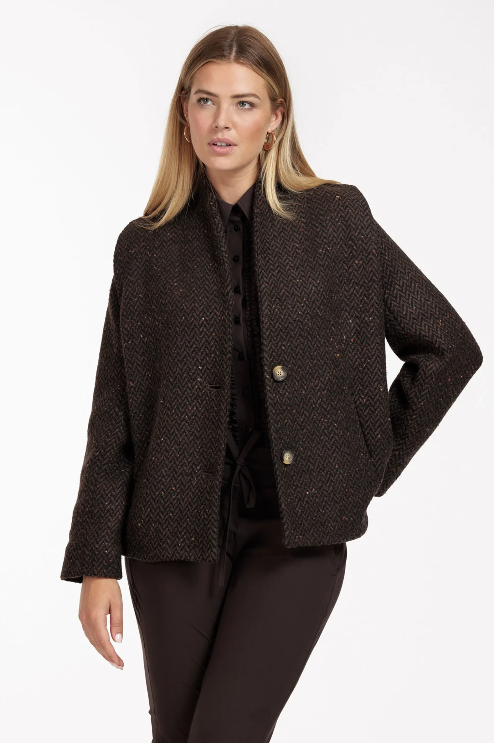 Studio Anneloes Estella wool herringbone coat -