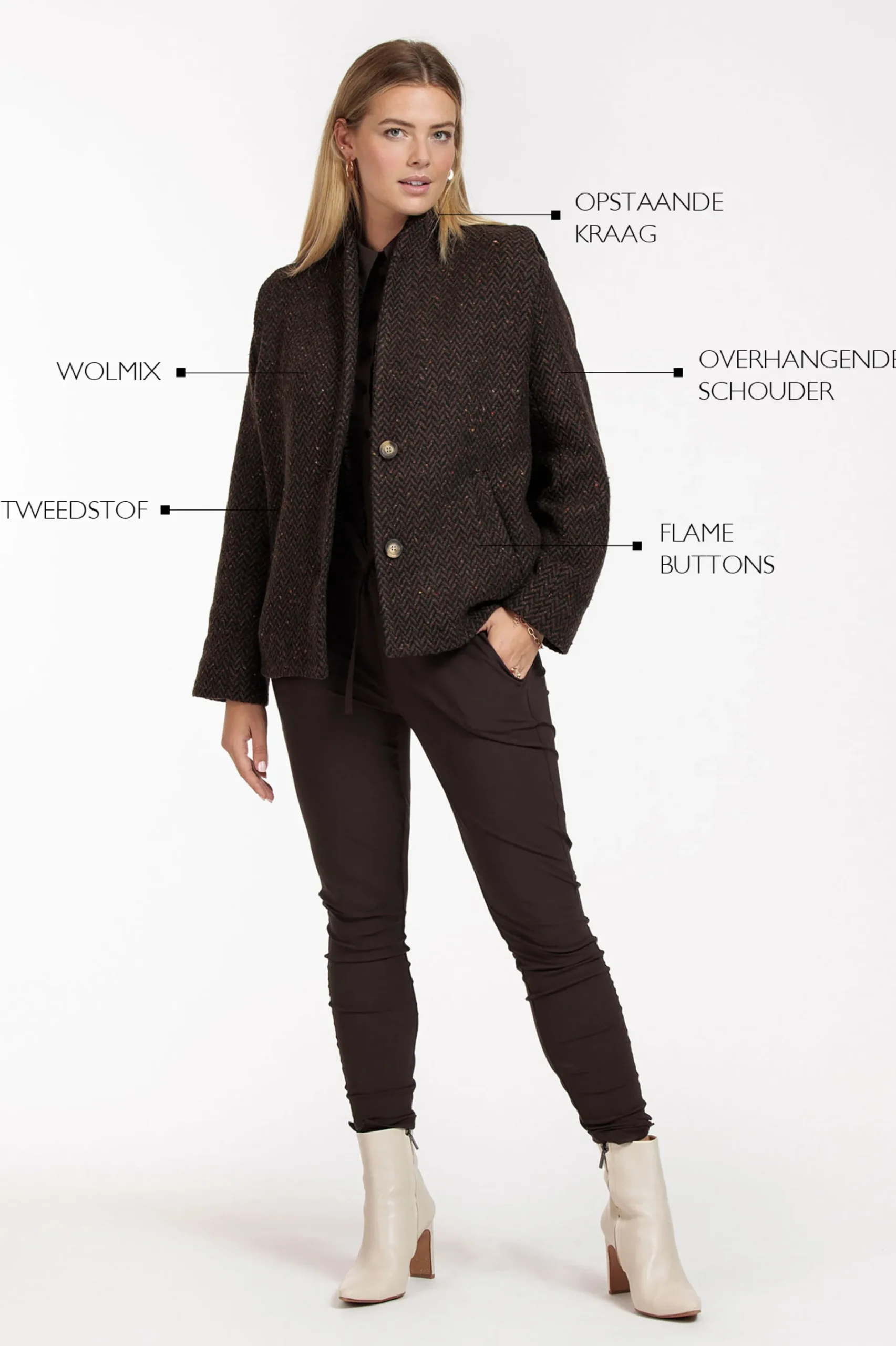 Studio Anneloes Estella wool herringbone coat -