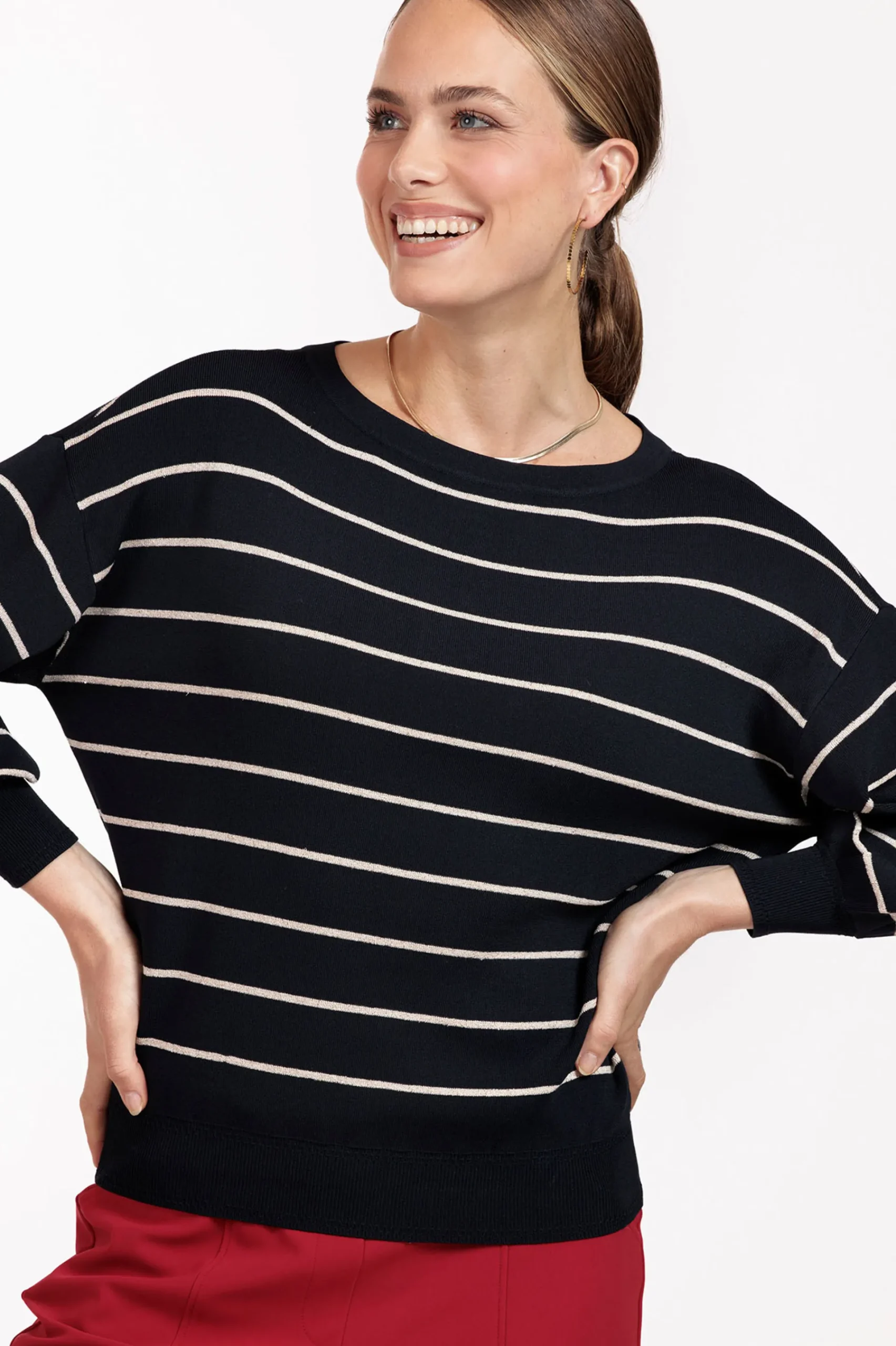 Studio Anneloes Farah stripe lurex pullover -