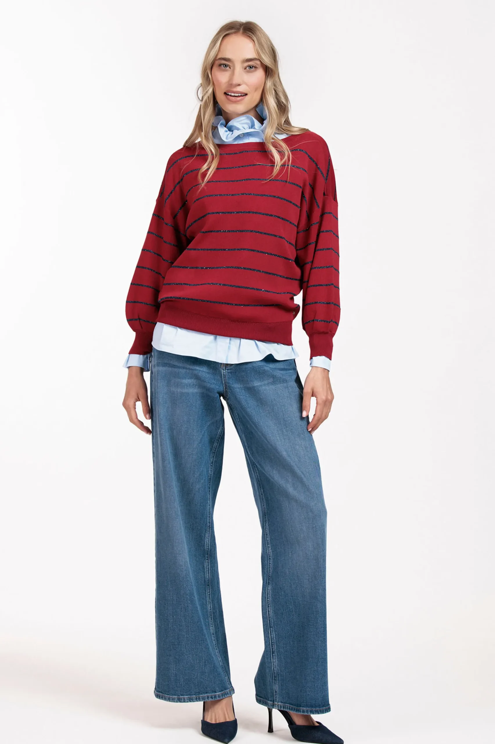 Studio Anneloes Farah stripe lurex pullover -