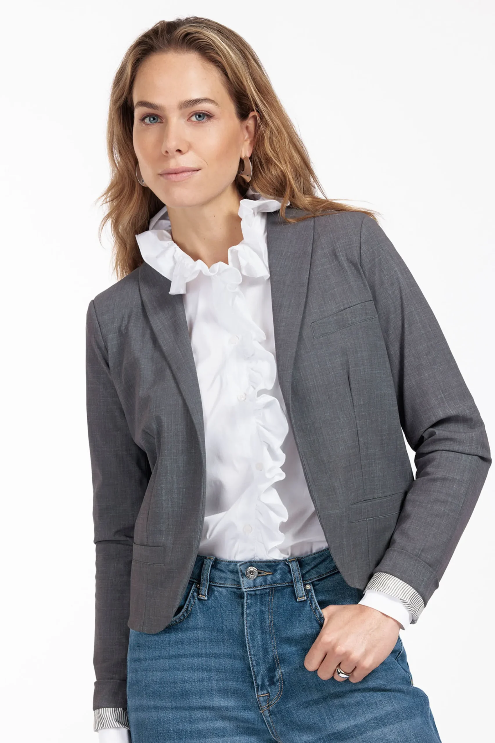 Studio Anneloes Idani grey melee blazer -