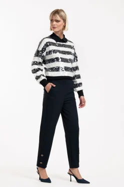 Studio Anneloes Ivory button trousers -