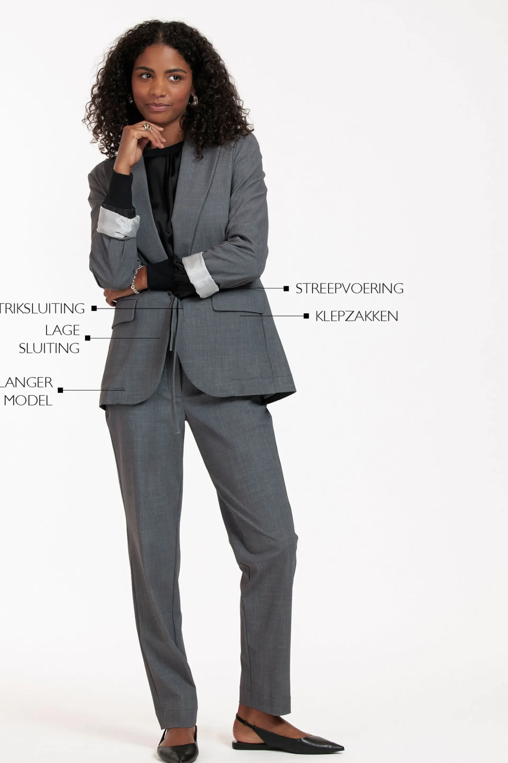Studio Anneloes Jeni grey melee blazer -