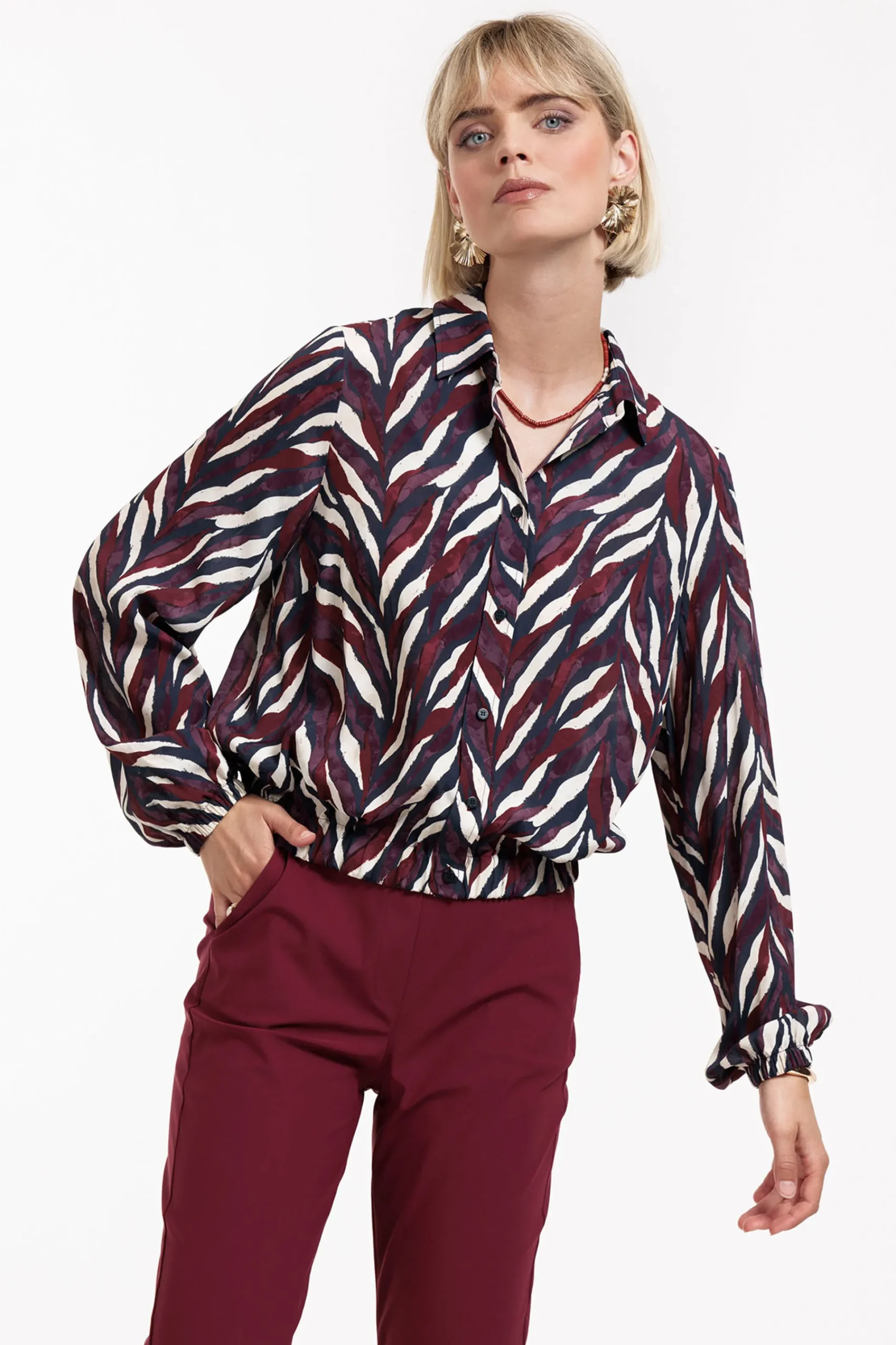 Studio Anneloes Jonny leaves crepe blouse -