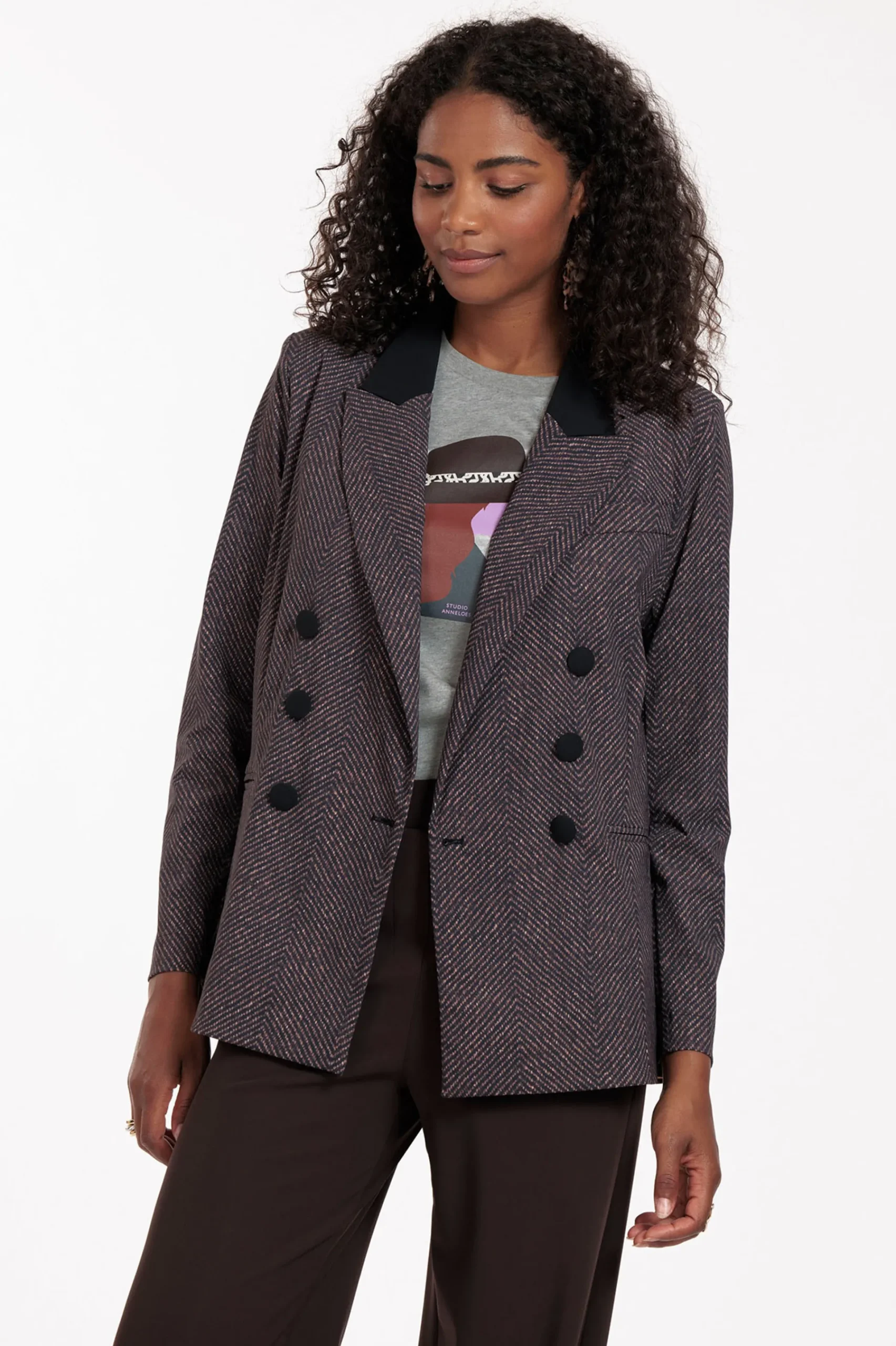 Studio Anneloes Loulou herringbone blazer -