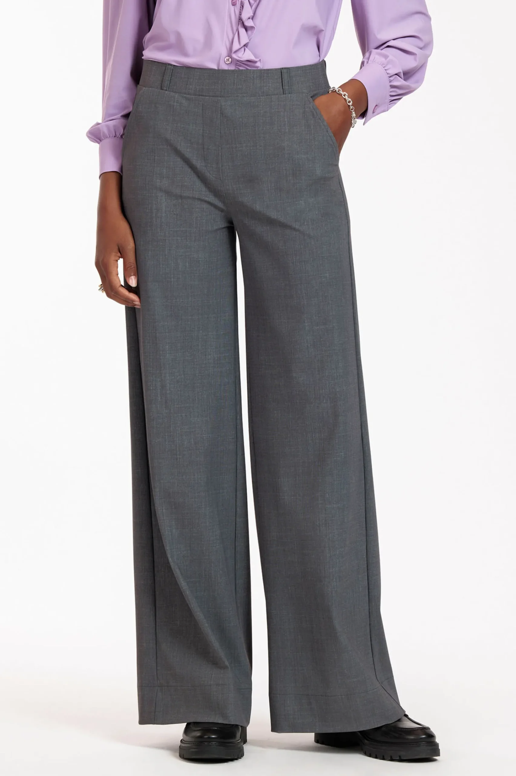 Studio Anneloes Luz grey melee trousers -