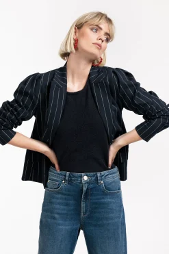 Studio Anneloes Mirelle gold pinstripe blazer -