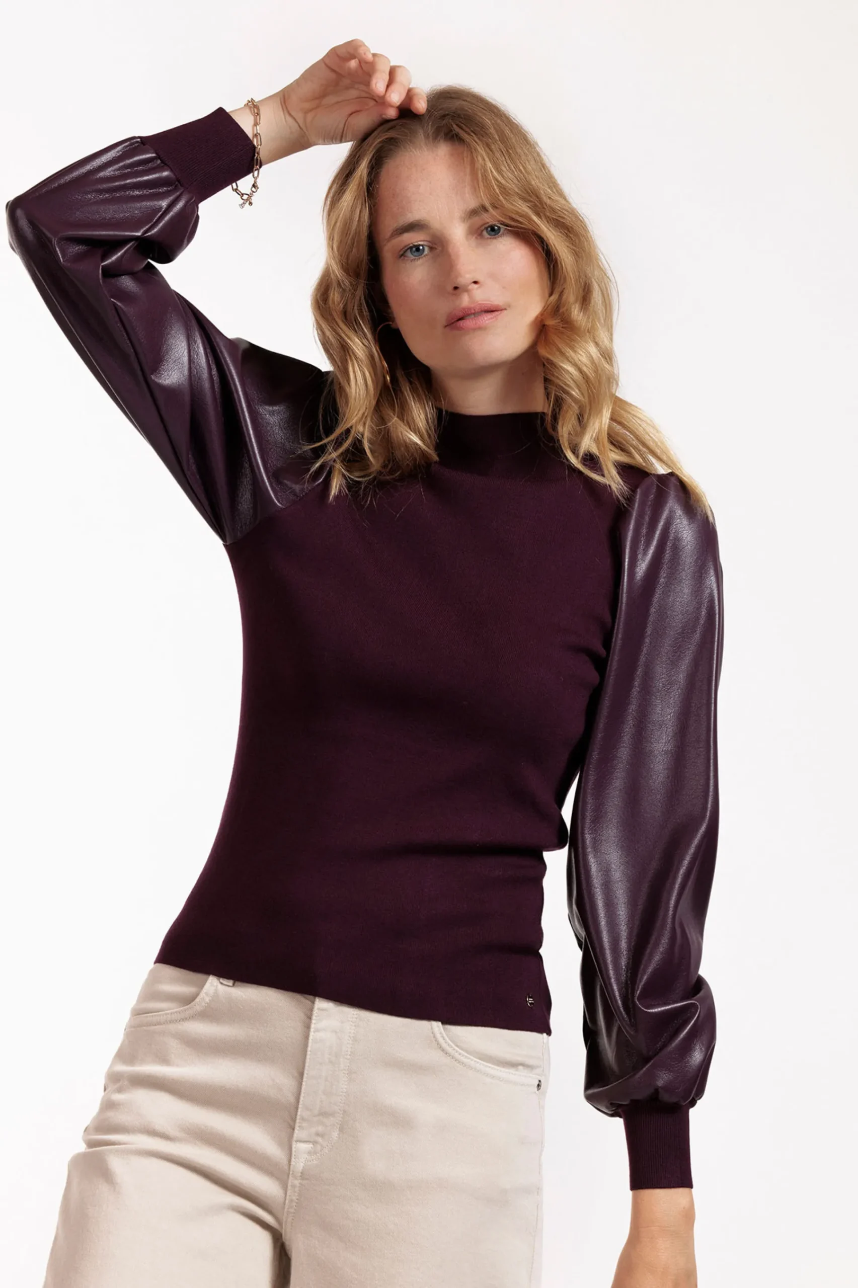 Studio Anneloes Noortje faux leather pullover -
