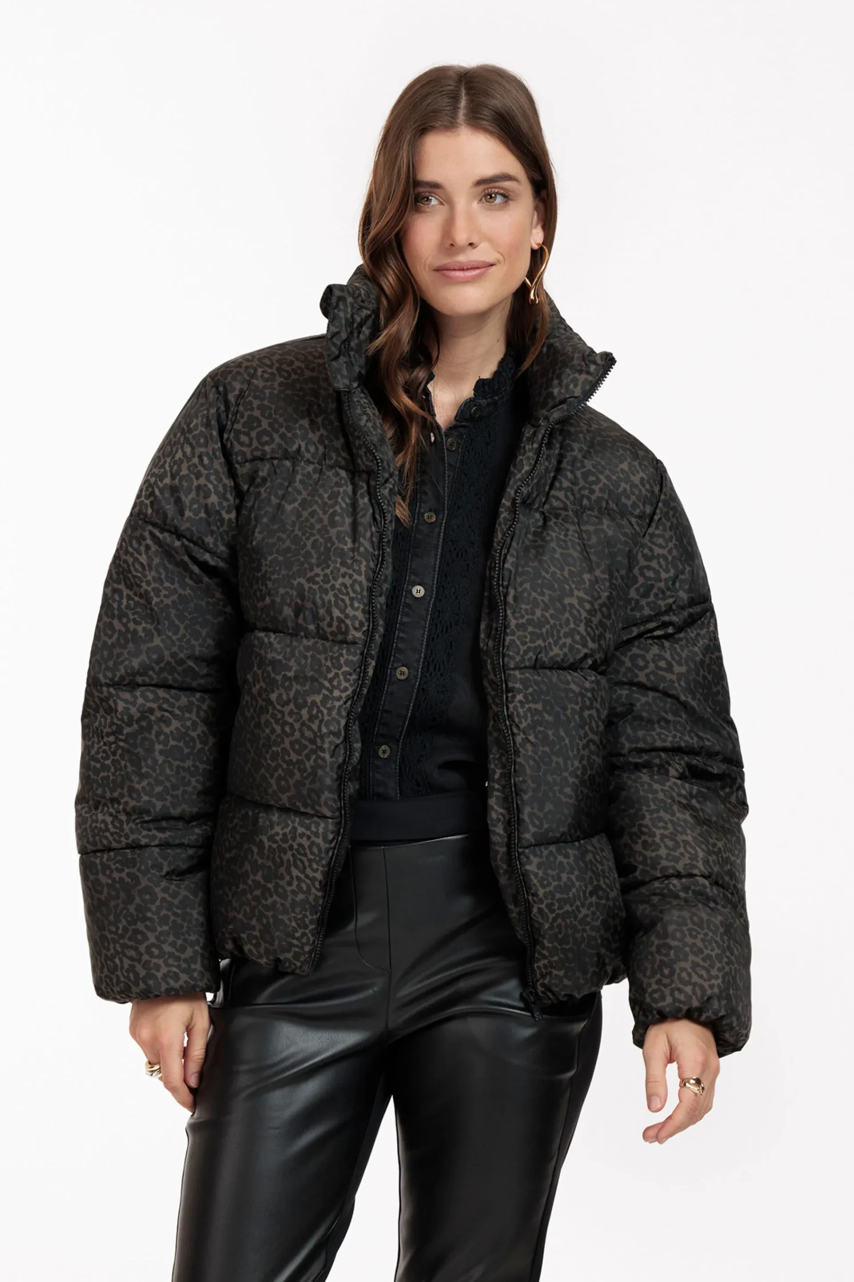 Studio Anneloes Tanner puffer leopard jacket -