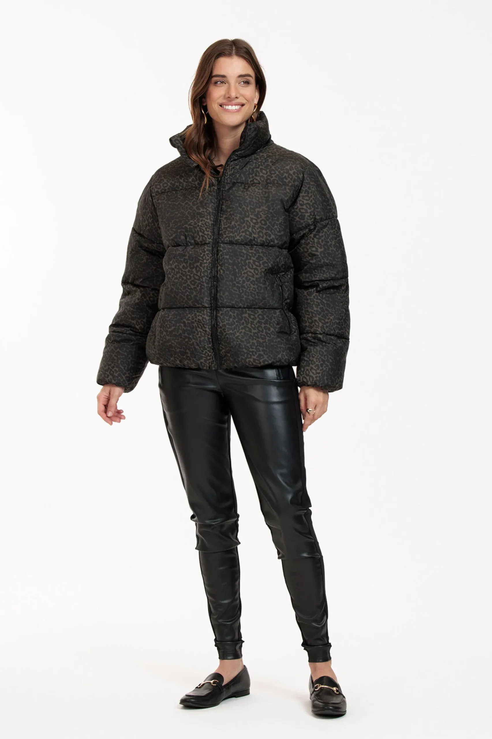 Studio Anneloes Tanner puffer leopard jacket -