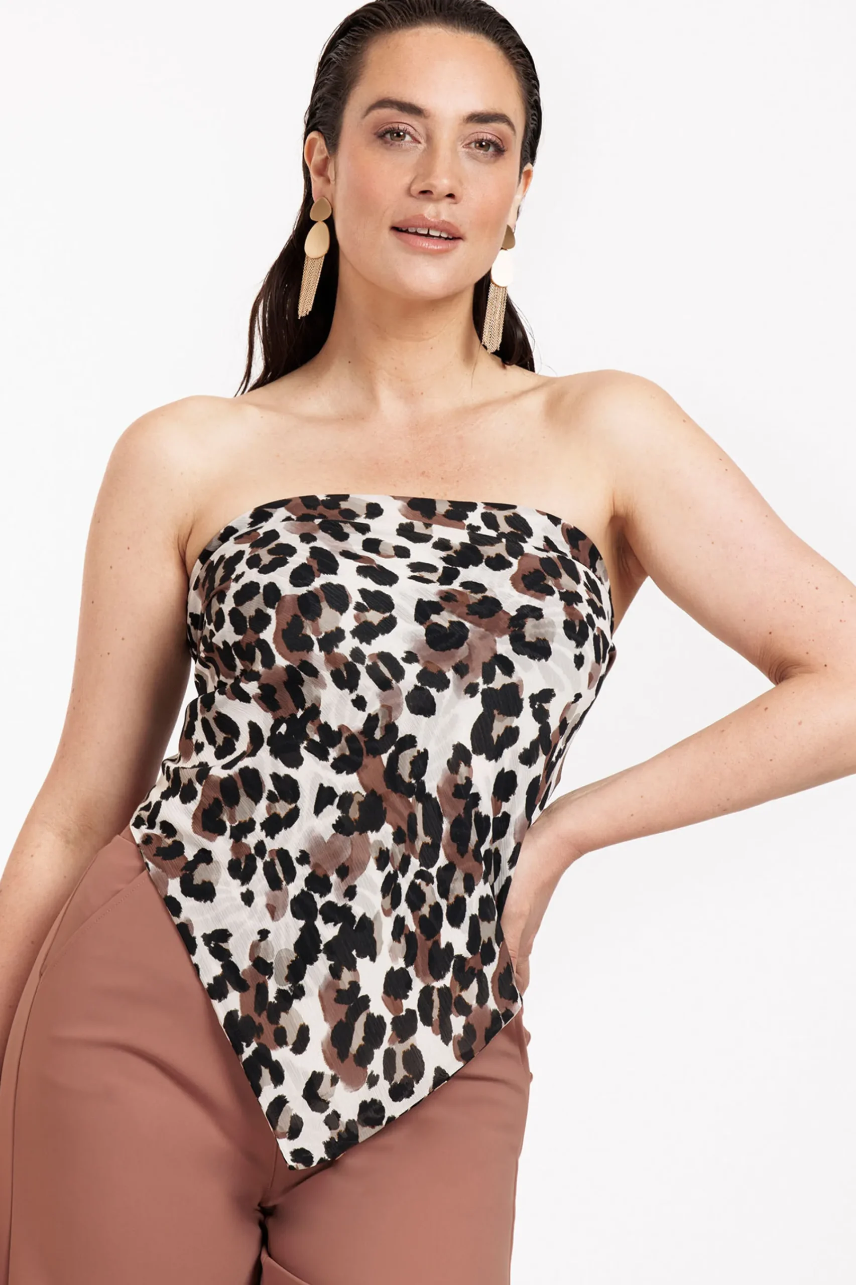 Studio Anneloes Triangle leopard crepe scarf -